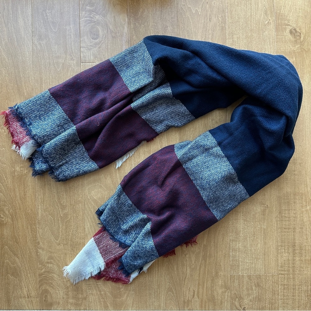 Red, White, and Navy Blue Decorative Blanket Scarf, OS